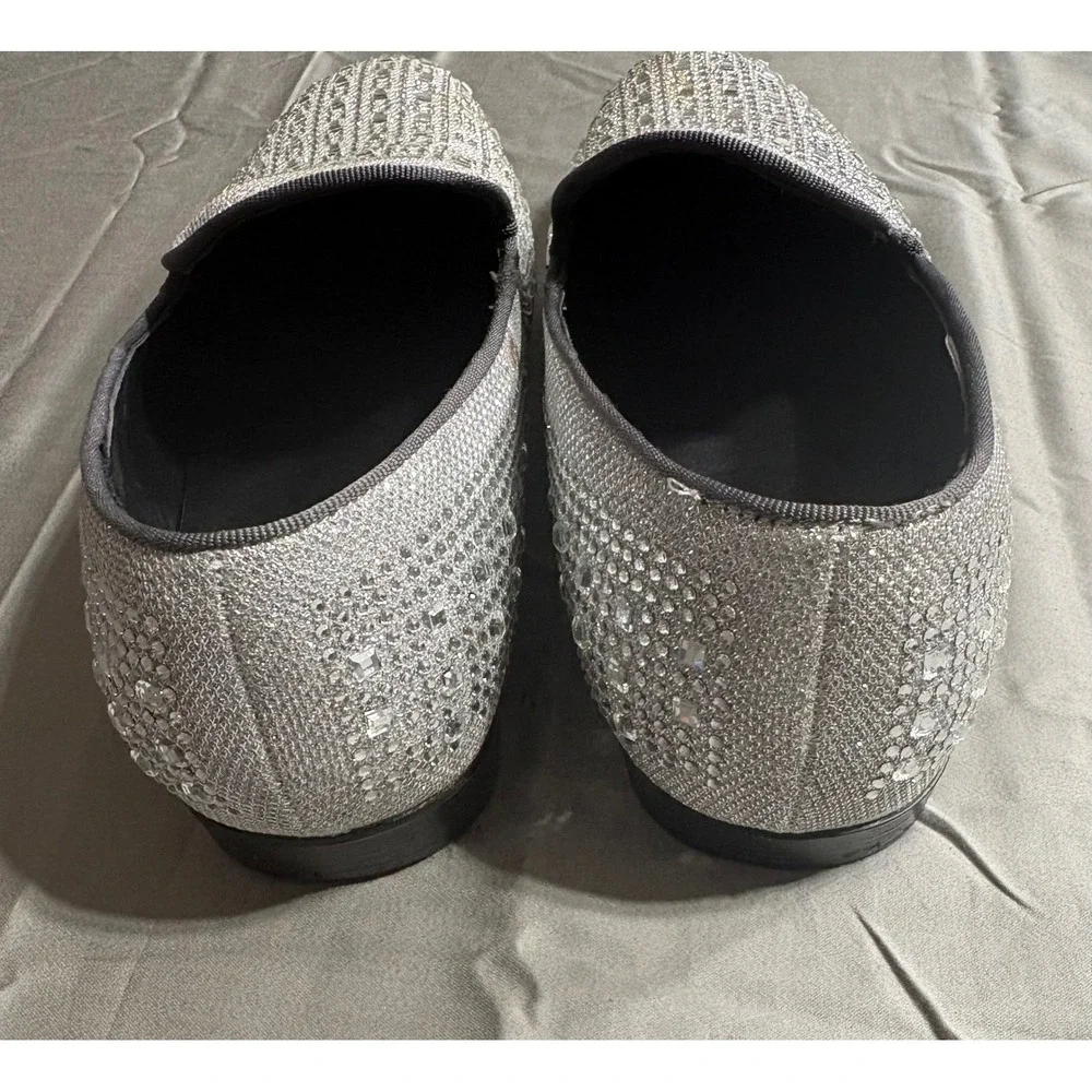 Royal‎ Shoes Mens Rhinestone Loafers Silver Crystal Red Bottom Formal Slip On 8